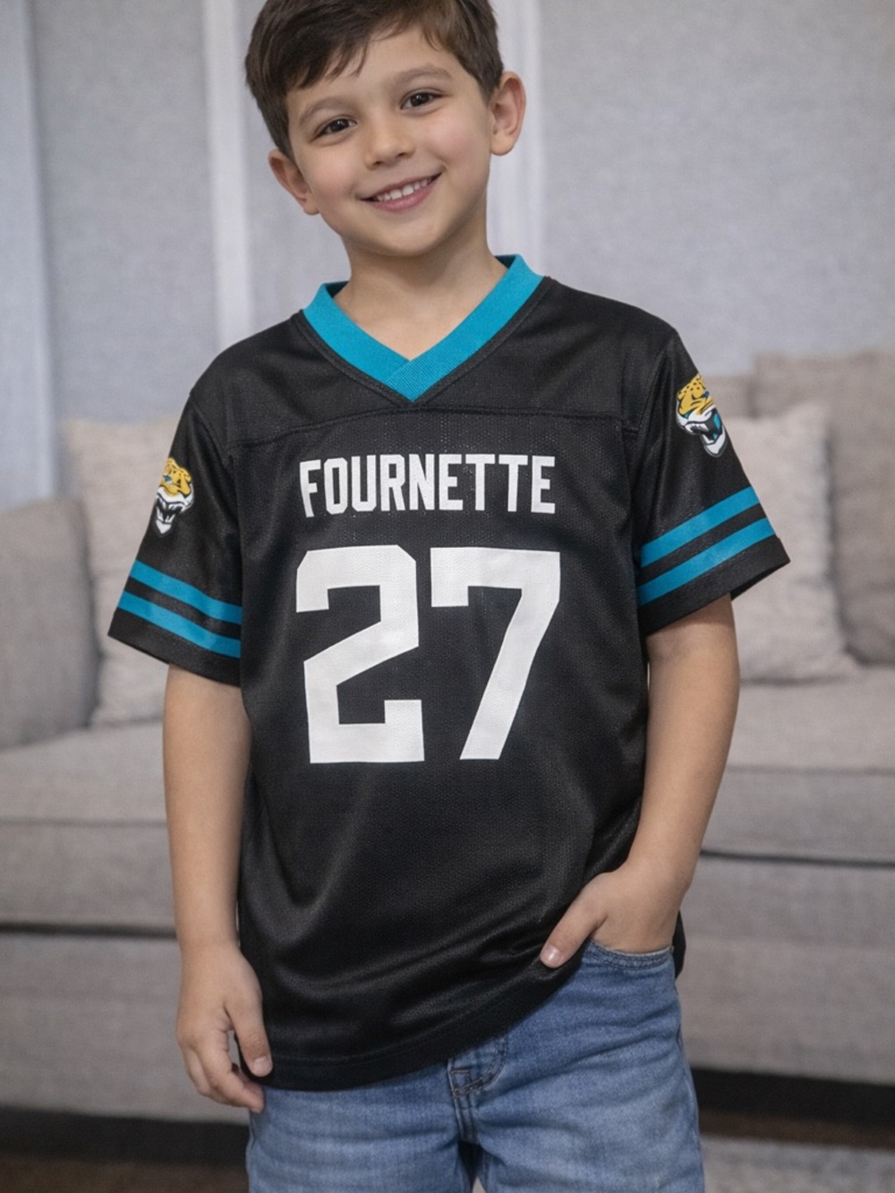 NFL Black and Teal Fournette‎ #27 Youth Football Jersey